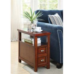 Perrie Cherry Wood Side Table w/Drawer & Open Compartment